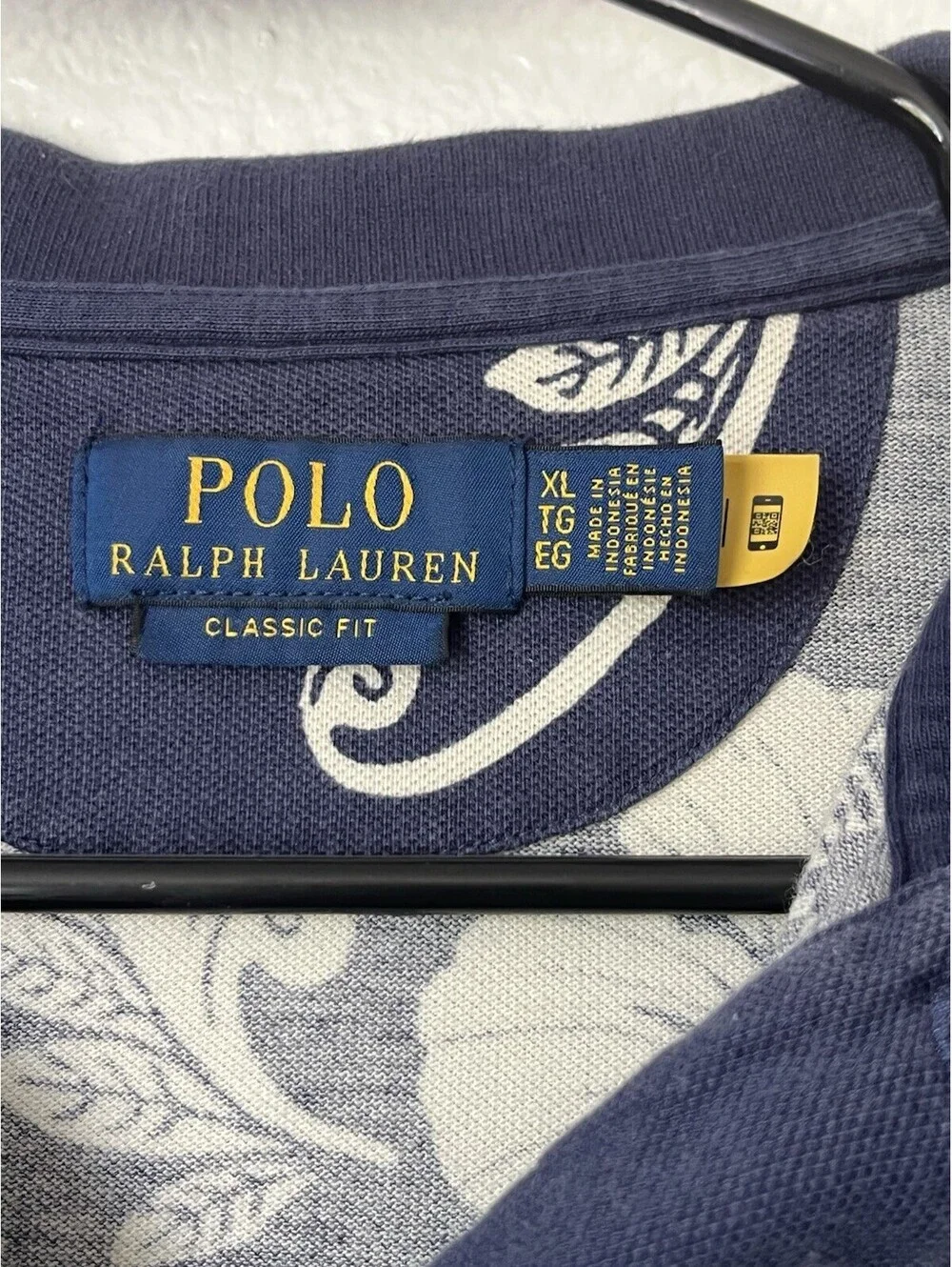 Polo Ralph Lauren Navy/White Hibiscus Floral Polo Shirt Men’s Size XL